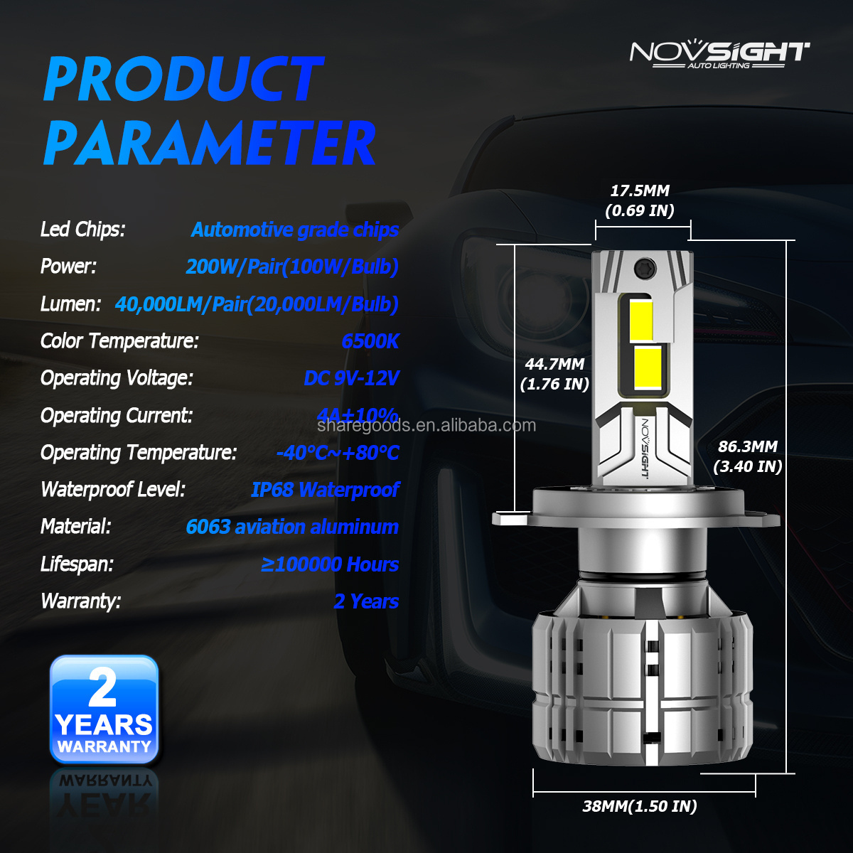 Novsight 200W Led Headlights H11 H7 Led 9006 Canbus Auto Accessories 360 H15 Luces Focos Kit 9005 H4 Car Light Bulb 50000Lm