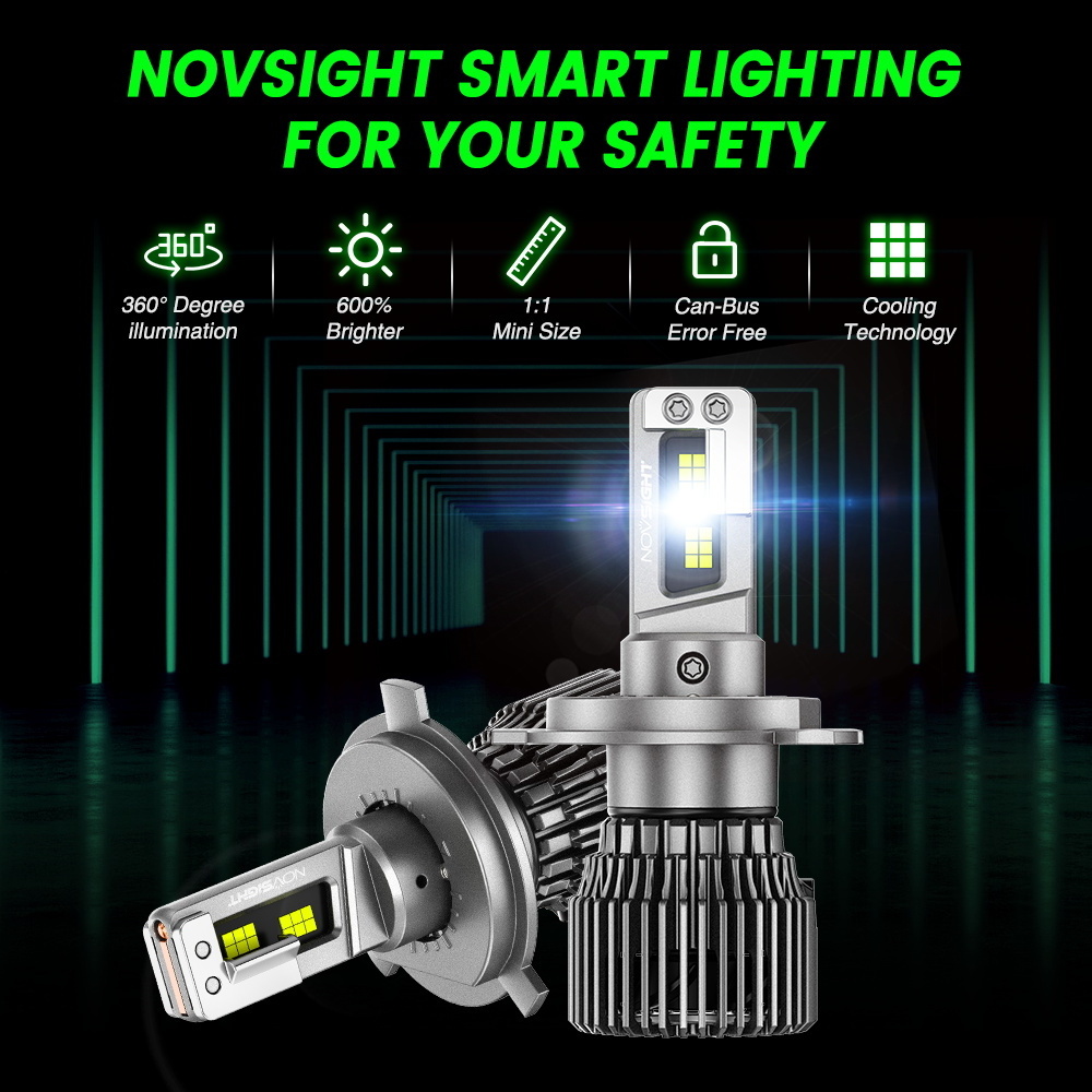 Novsight Super Bright 100W 20000 Lumen H11 Led Headlight Car Light Bulb High Low Beam H4 H7 Led Headlights