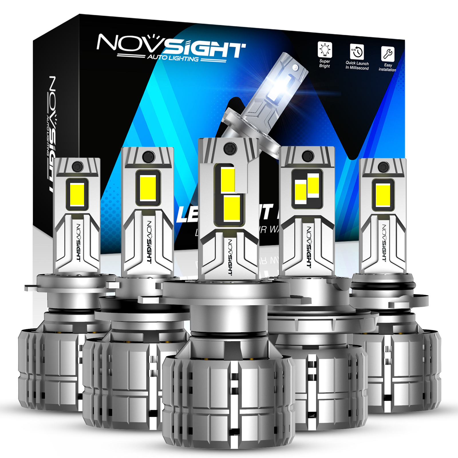 Novsight factory 40000lm 200w projector lens D2s h13 h1 h7 9005 9006 auto car led light motorcycle bulb h4 led headlights