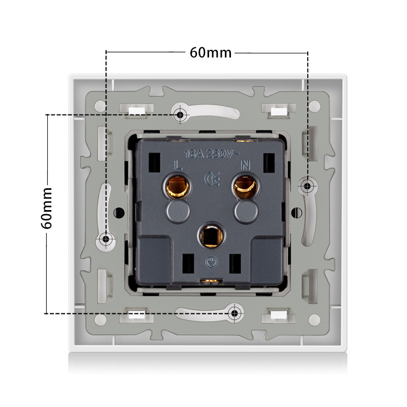 NOVSKI Manufacturer EU German Crystal Tempered Glass Panel wall Sockets 16 a Power Electric Plug Wall Light Switch Outlet Socket