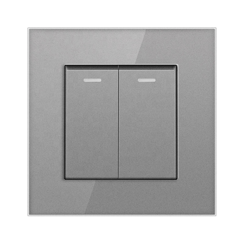 NOVSKI factory europe16A 2 gang 2 way Black/White/Grey new design light switch board cover decorative  wall switch