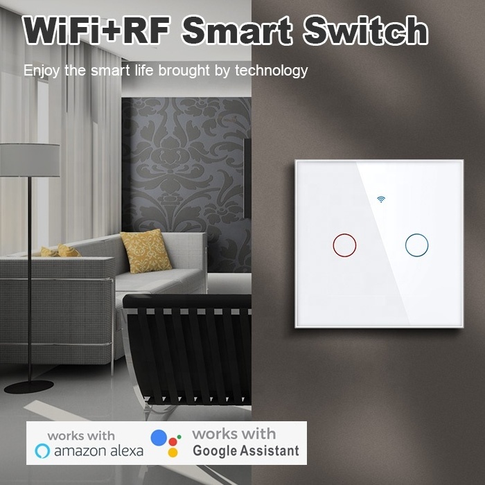 Electric Touch Remote Control Crystal glass Switch panel Wifi Smart Power Switches 1Gang Wall Light Switches