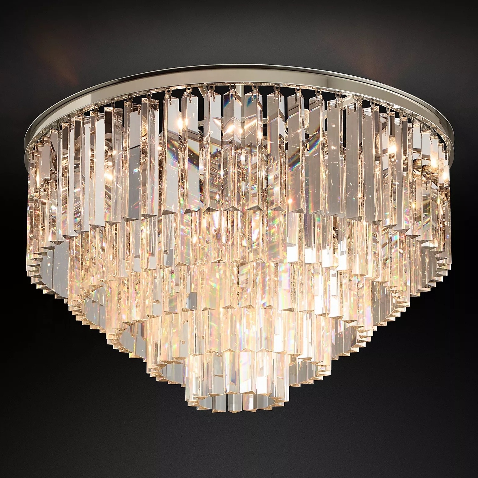 Factory Direct Sale Restoration Brass Ceiling Lamp Modern Crystal Lighting 1920S Odeon Flush Mount For Bathroom