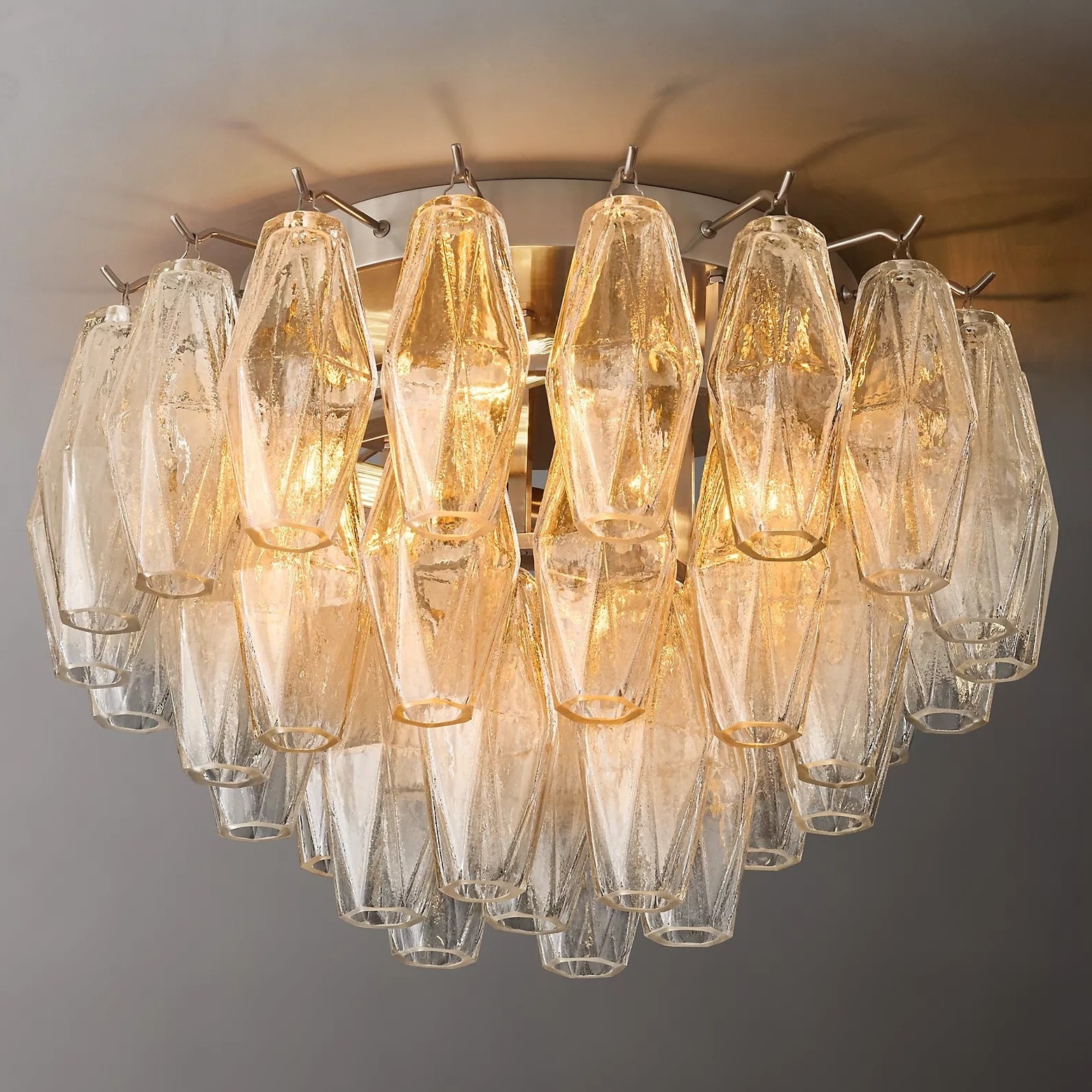 Factory Direct Sale Restoration Brass Ceiling Lamp Modern Crystal Lighting Chiara Glass Flush Mount For Bathroom