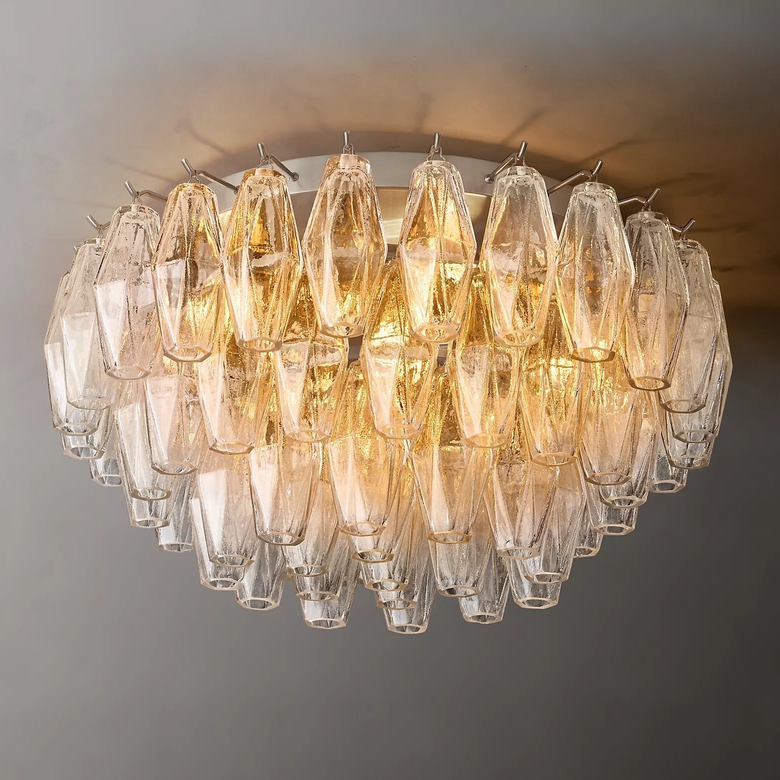 Factory Direct Sale Restoration Brass Ceiling Lamp Modern Crystal Lighting Chiara Glass Flush Mount For Bathroom