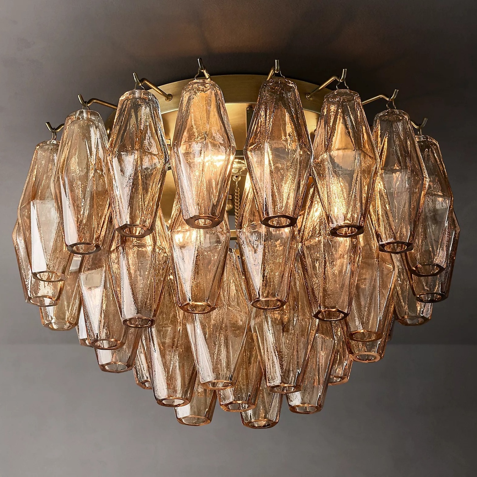 Factory Direct Sale Restoration Brass Ceiling Lamp Modern Crystal Lighting Chiara Glass Flush Mount For Bathroom