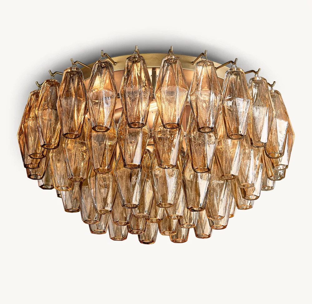 Factory Direct Sale Restoration Brass Ceiling Lamp Modern Crystal Lighting Chiara Glass Flush Mount For Bathroom