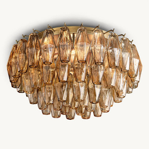 Factory Direct Sale Restoration Brass Ceiling Lamp Modern Crystal Lighting Chiara Glass Flush Mount For Bathroom