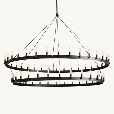 Factory Sales Modern Chandelier Black Ceiling Lighting Iron Lamp Restoration Camino Vintage Pendant Lamp For Living Room