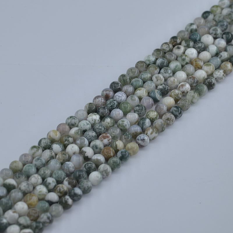 4mm 6mm 8mm 10mm 12mm round Moss Agate loose Beads For Jewelry Making tree agate Gemstone stone loose bead