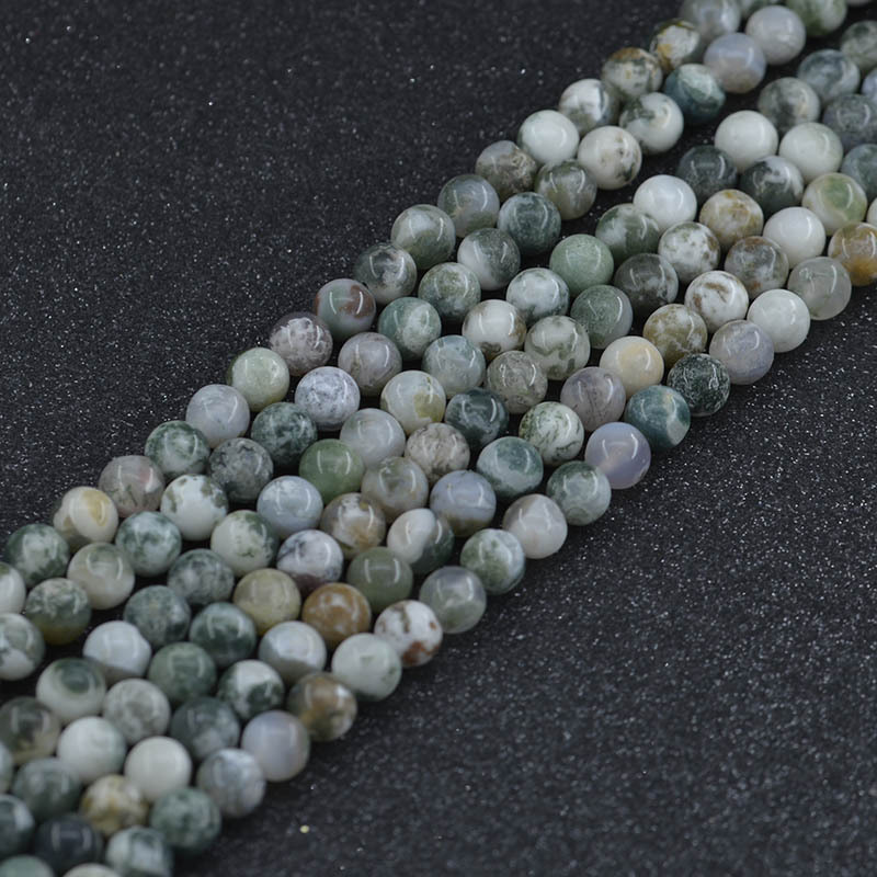 4mm 6mm 8mm 10mm 12mm round Moss Agate loose Beads For Jewelry Making tree agate Gemstone stone loose bead