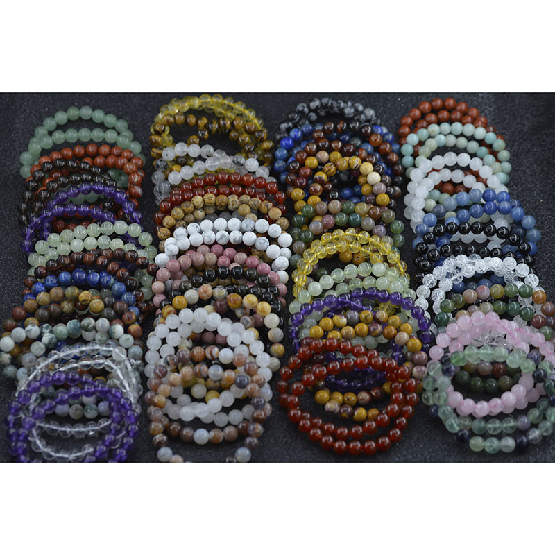 Wholesale Natural Stone Quartz Crystal Beads Bracelet 6mm 8mm Agate jade elastic Handmade Gemstone Bracelets For Women Men