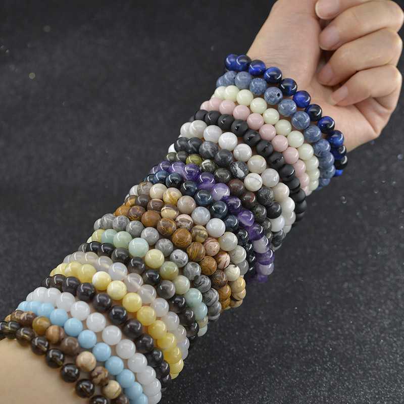 Wholesale Natural Stone Quartz Crystal Beads Bracelet 6mm 8mm Agate jade elastic Handmade Gemstone Bracelets For Women Men