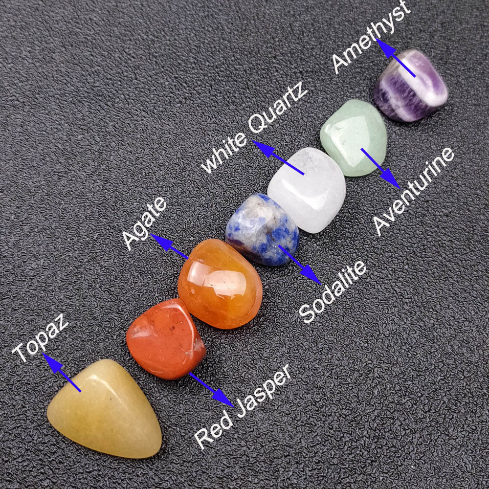 Seven Chakra Hexagonal Energy Stone Set Turquoise Green Aventurine Tiger Eye Amethyst Crystal  Rose Quartz Healing Stone