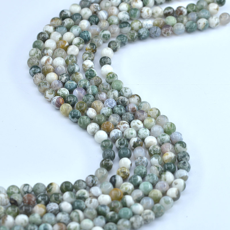 4mm 6mm 8mm 10mm 12mm round Moss Agate loose Beads For Jewelry Making tree agate Gemstone stone loose bead