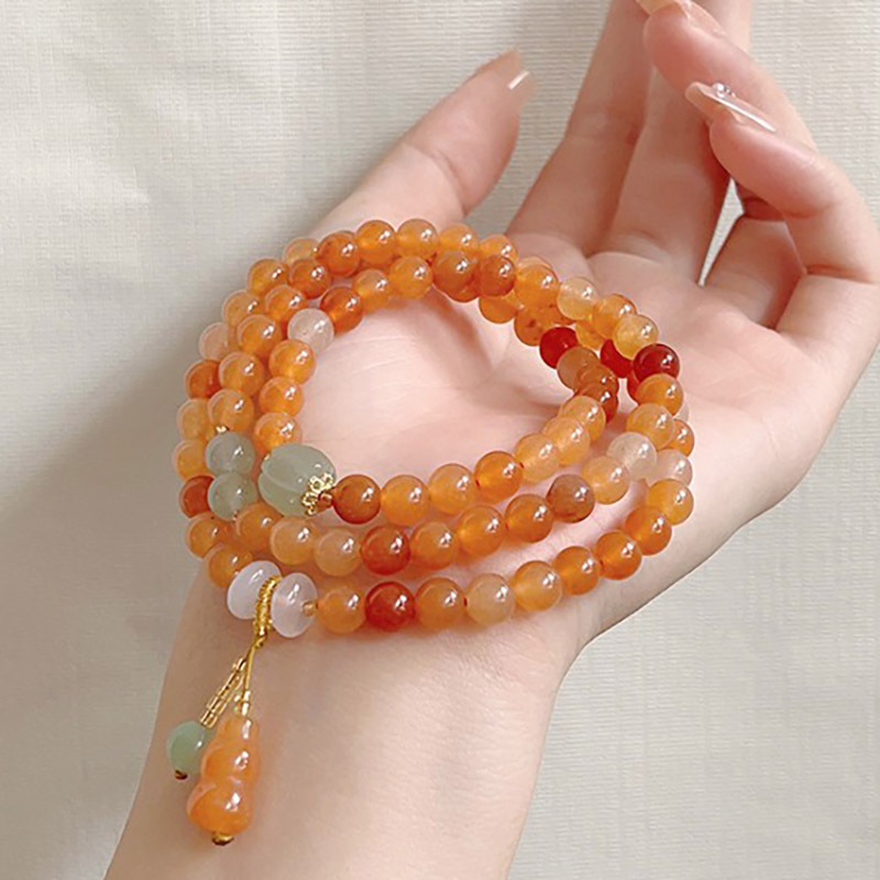 3 layer 6mm round beads Gold silk jade bracelet Retro Buddha beaded bracelets fashion jewelry for women wholesale