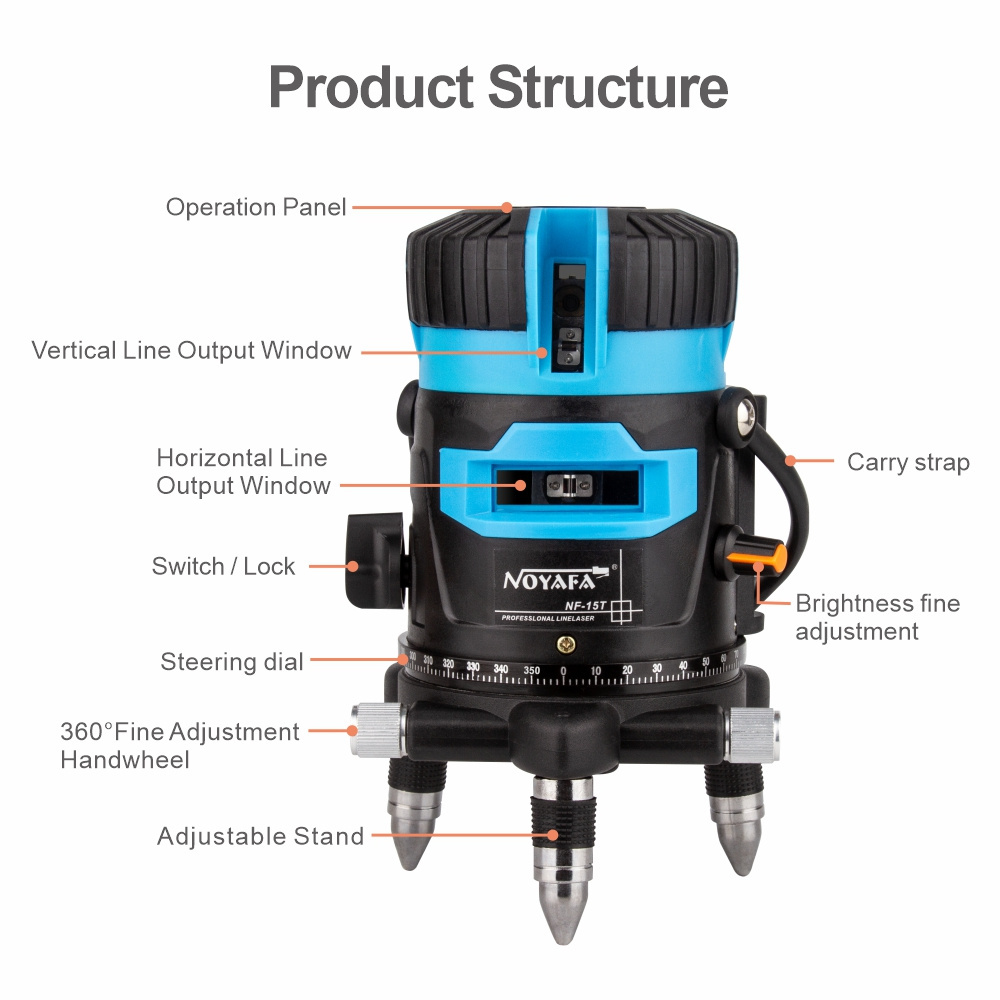 Noyafa Factory Price level laser 5 lines 360 green line self-leveling level laser construction