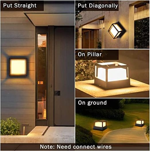 Outdoor Led Wall Light IP65 Waterproof Square Outside Wall Light Pathway Patio Villa Corridor Pillar Light