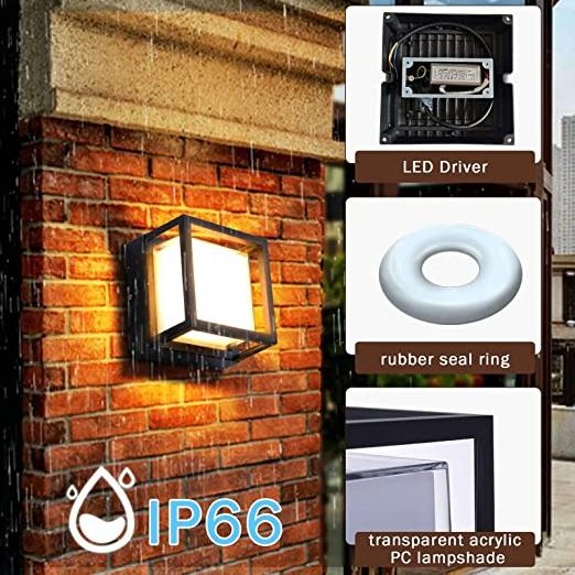 Outdoor Led Wall Light IP65 Waterproof Square Outside Wall Light Pathway Patio Villa Corridor Pillar Light