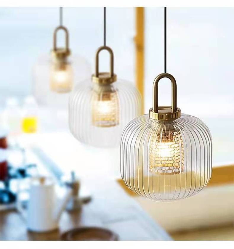 Industrial Hanging Indoor Glass Pendant Ceiling Light fixtures Brushed Bronze Chandelier