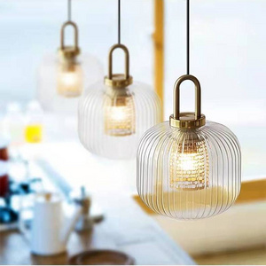 Industrial Hanging Indoor Glass Pendant Ceiling Light fixtures Brushed Bronze Chandelier