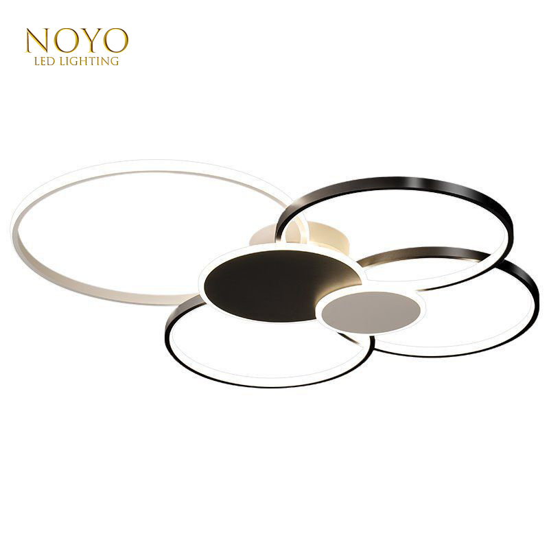 LED Modern Ceiling Light Fixture with Remote Control  Dimmable 6 Rings Flush Mount Ceiling Light