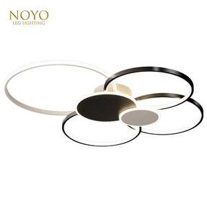 LED Modern Ceiling Light Fixture with Remote Control  Dimmable 6 Rings Flush Mount Ceiling Light