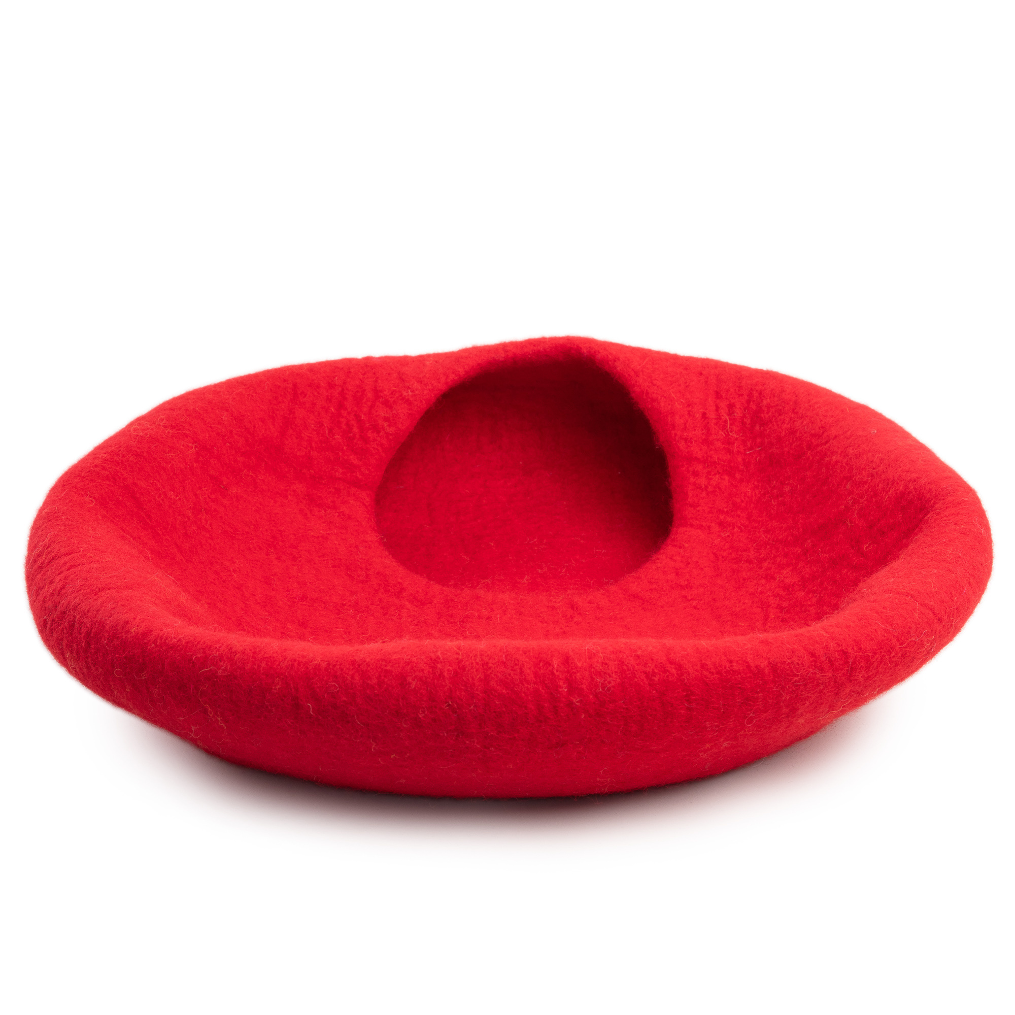 Handmade Felted Cat Cave: Cozy Red Wool Cat Bed - Ideal Cat Lover Gift - Unique Purple Pet Bed - Handcrafted in Nepal