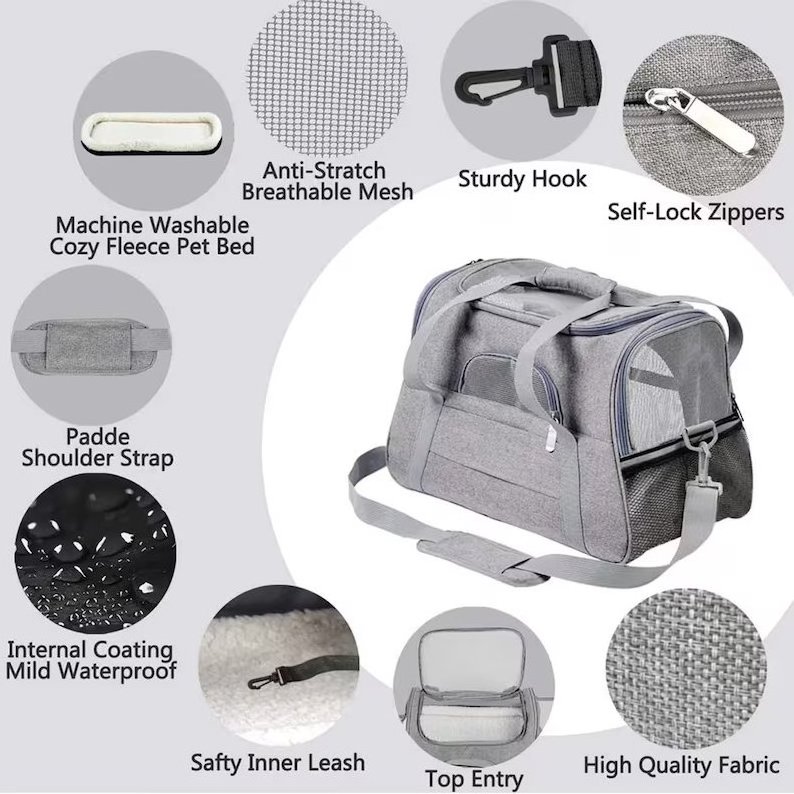 Travel Pet Carrier: Durable Soft-Sided Bag for Cats and Dogs  Portable