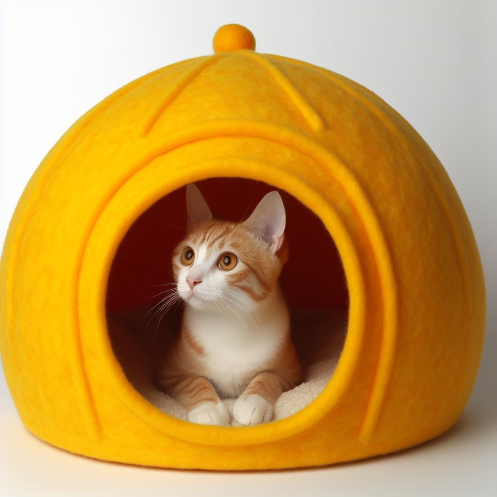 Cute Cat Cave Organic Wool Felted Made in Nepal House Indoor Pet Bed Handmade in Nepal By local artisans felt