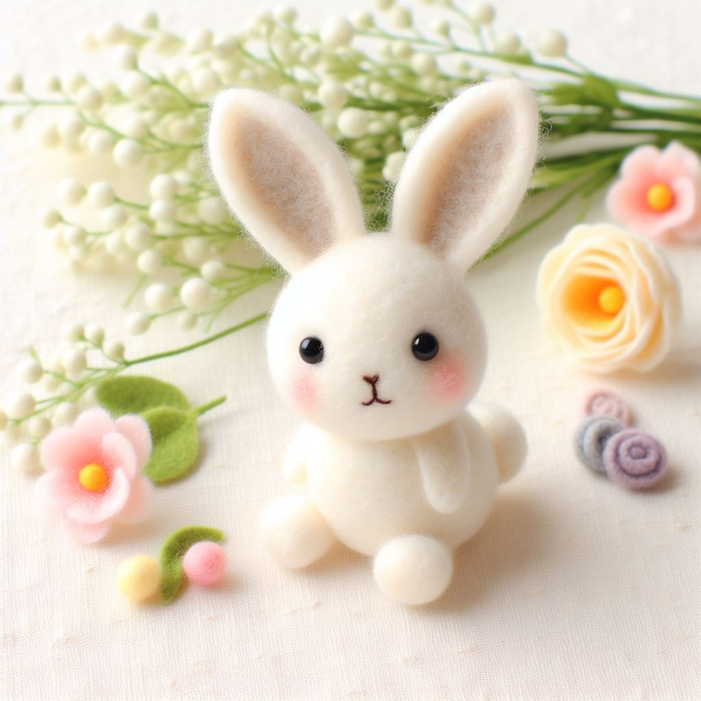 Adorable Easter Bunny Decor - Handmade Felt Rabbit & Festive Egg Set