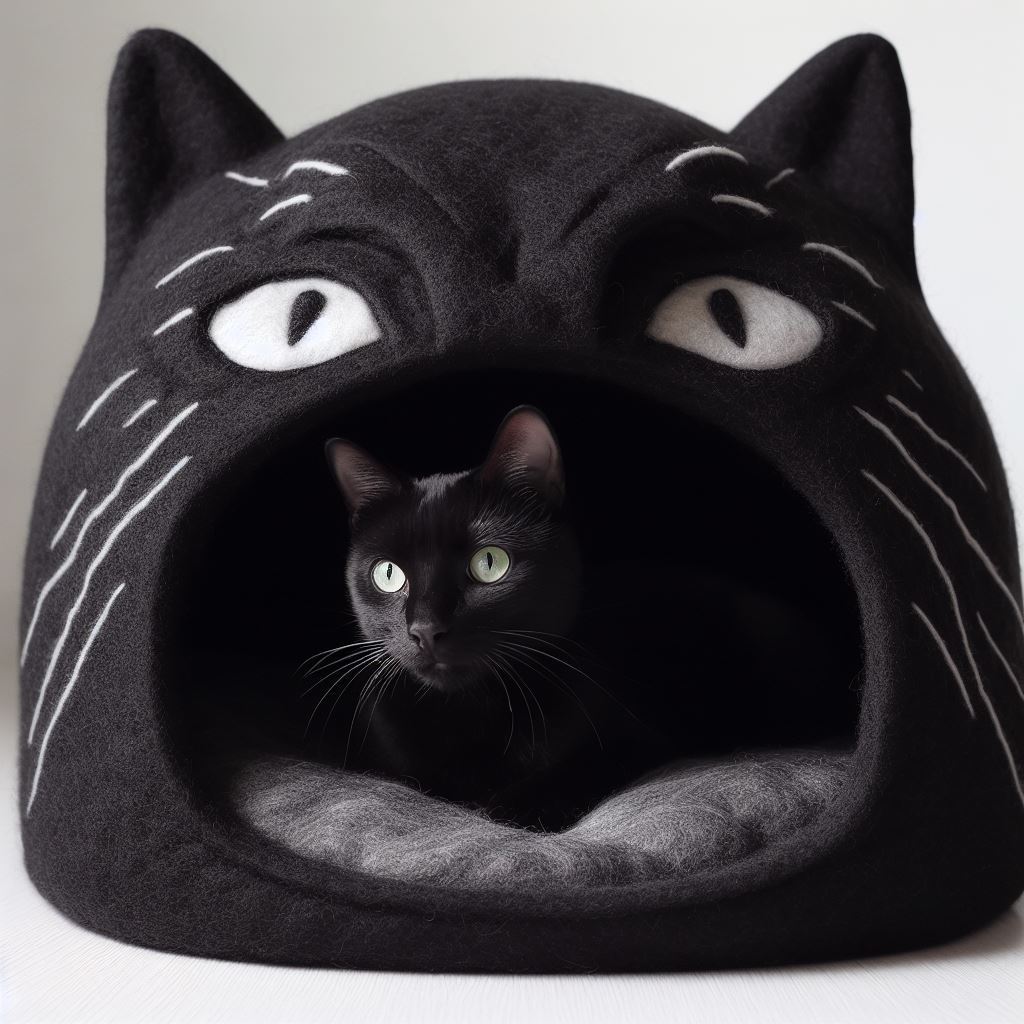 Handmade Woolen Felt Cat Cave - Premium Quality Cat Hideout in Various Patterns