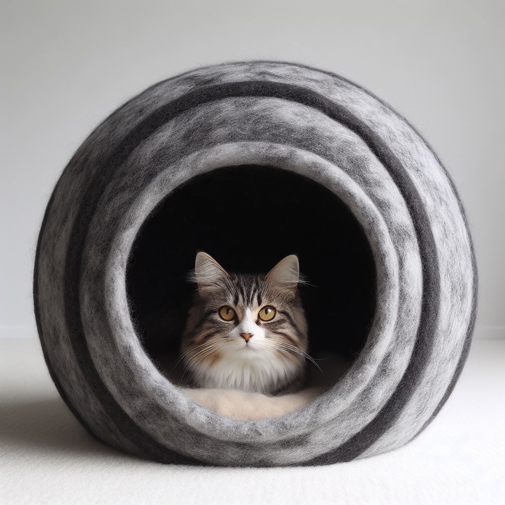 Woolen Felt Cat House - Handmade Premium Quality Cat Hideout in Unique Patterns