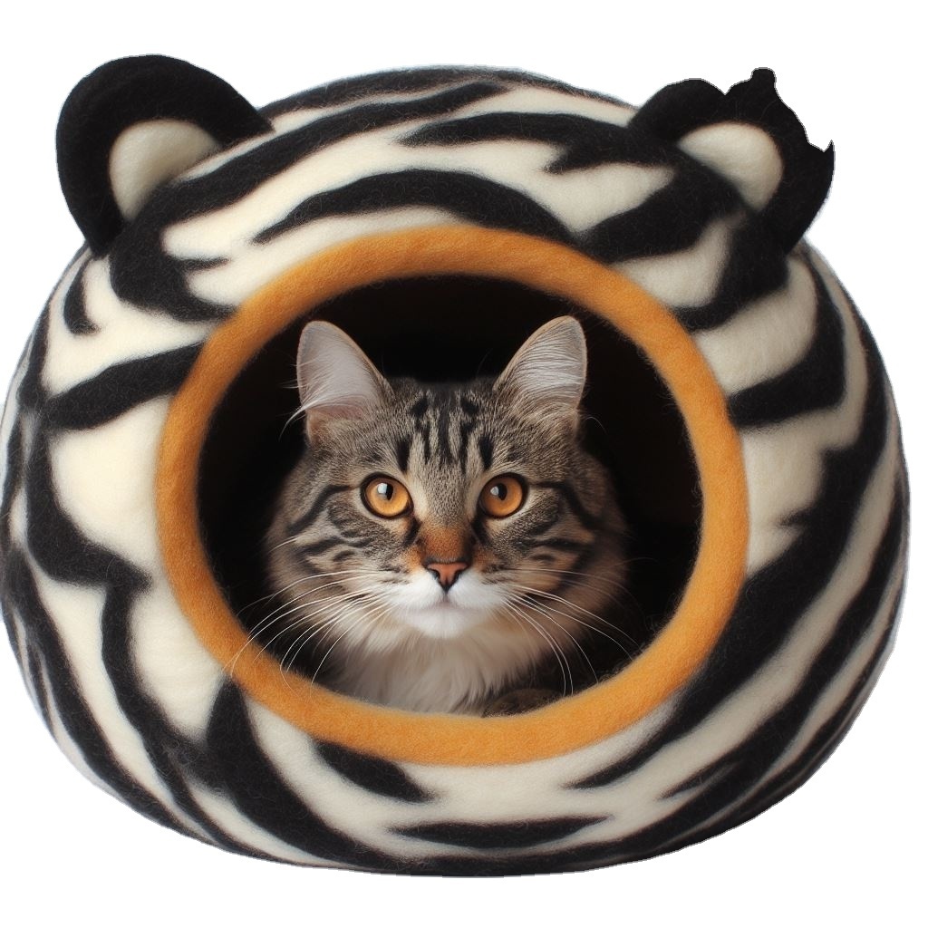 Handmade Woolen Felt Cat Cave - Premium Quality Cat Hideout in Various Patterns