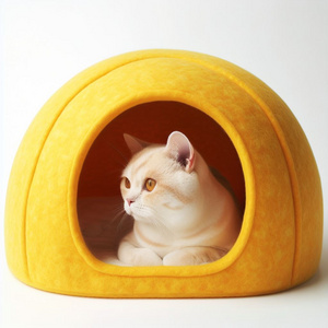 Eco-Friendly Handmade Wool Felted Cat Cave Bed