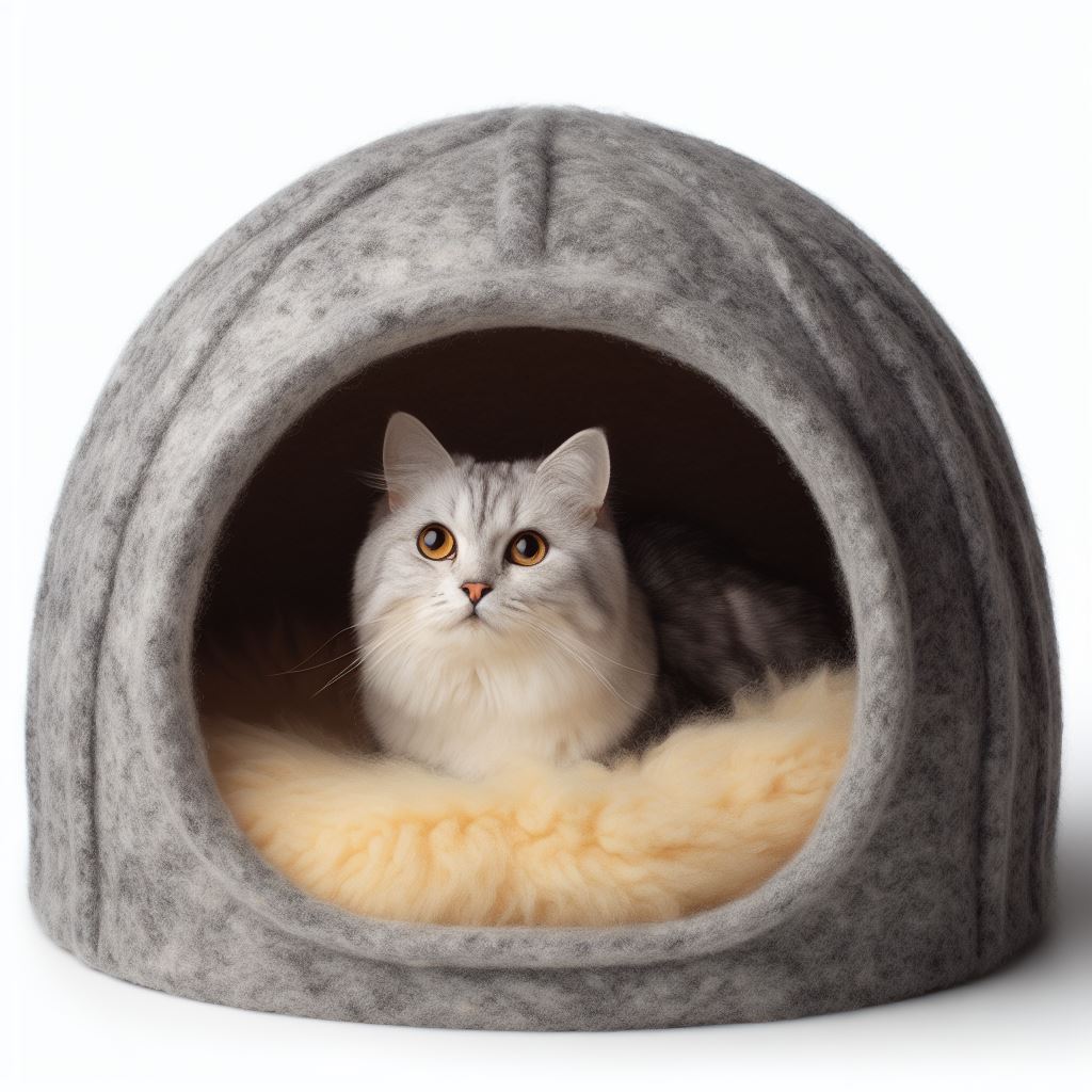 Woolen Felt Cat House - Handmade Premium Quality Cat Hideout in Unique Patterns