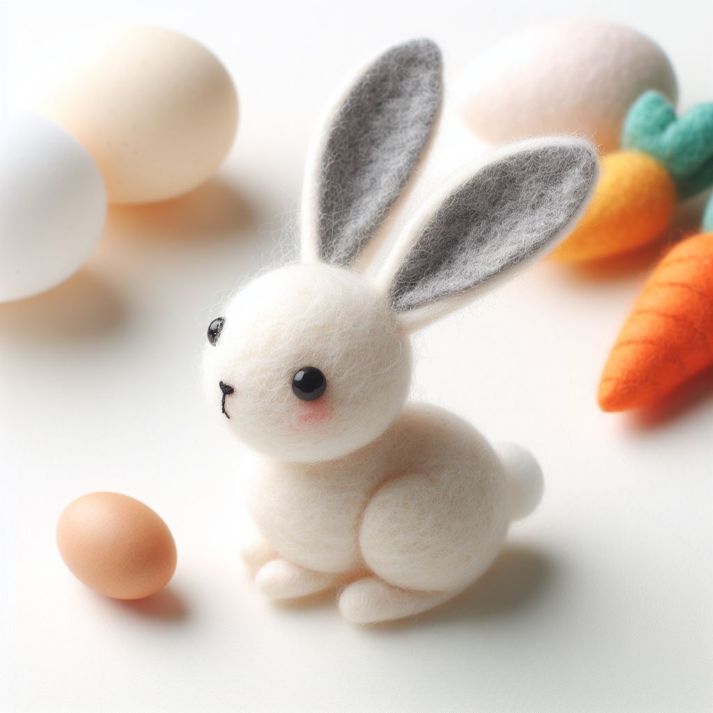 Adorable Easter Bunny Decor - Handmade Felt Rabbit & Festive Egg Set