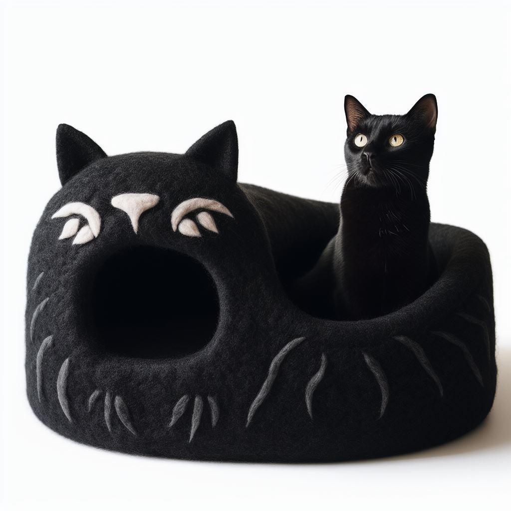 Cozy Feline Hideaway Black Comfort Cat Cave: Plush Hideaway for Kittens, Luxury Sleeping Pod Cozy Cushion - Buy Now