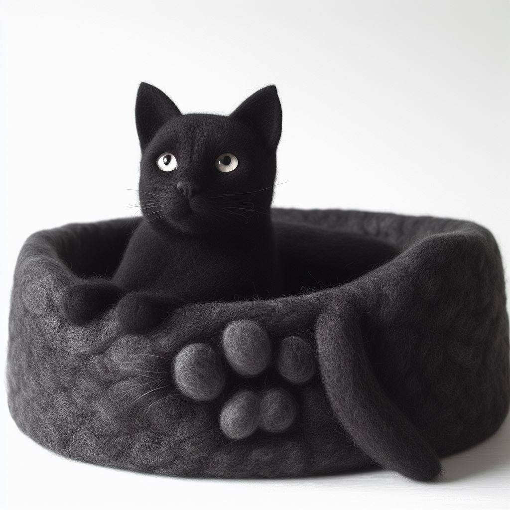 Felt Black Color Design Comfort Cat Cave: Plush Hideaway for Kittens, Luxury Sleeping Pod Cozy Cushion - Buy Now