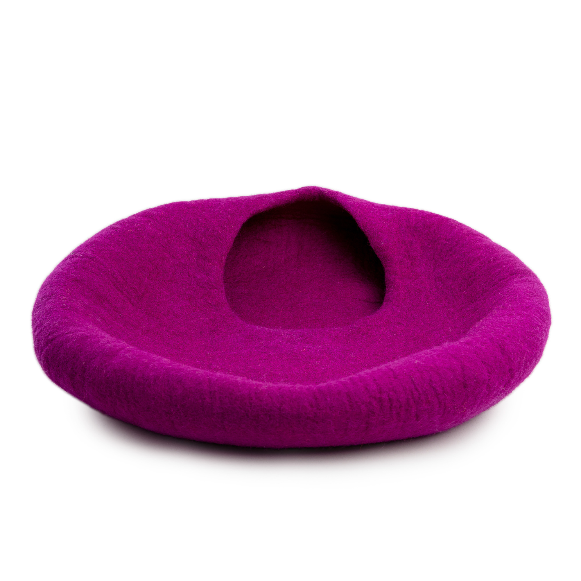 Purple Felted Cat Cave: Cozy Wool Cat Bed - Ideal Cat Lover Gift - Handmade in Nepal