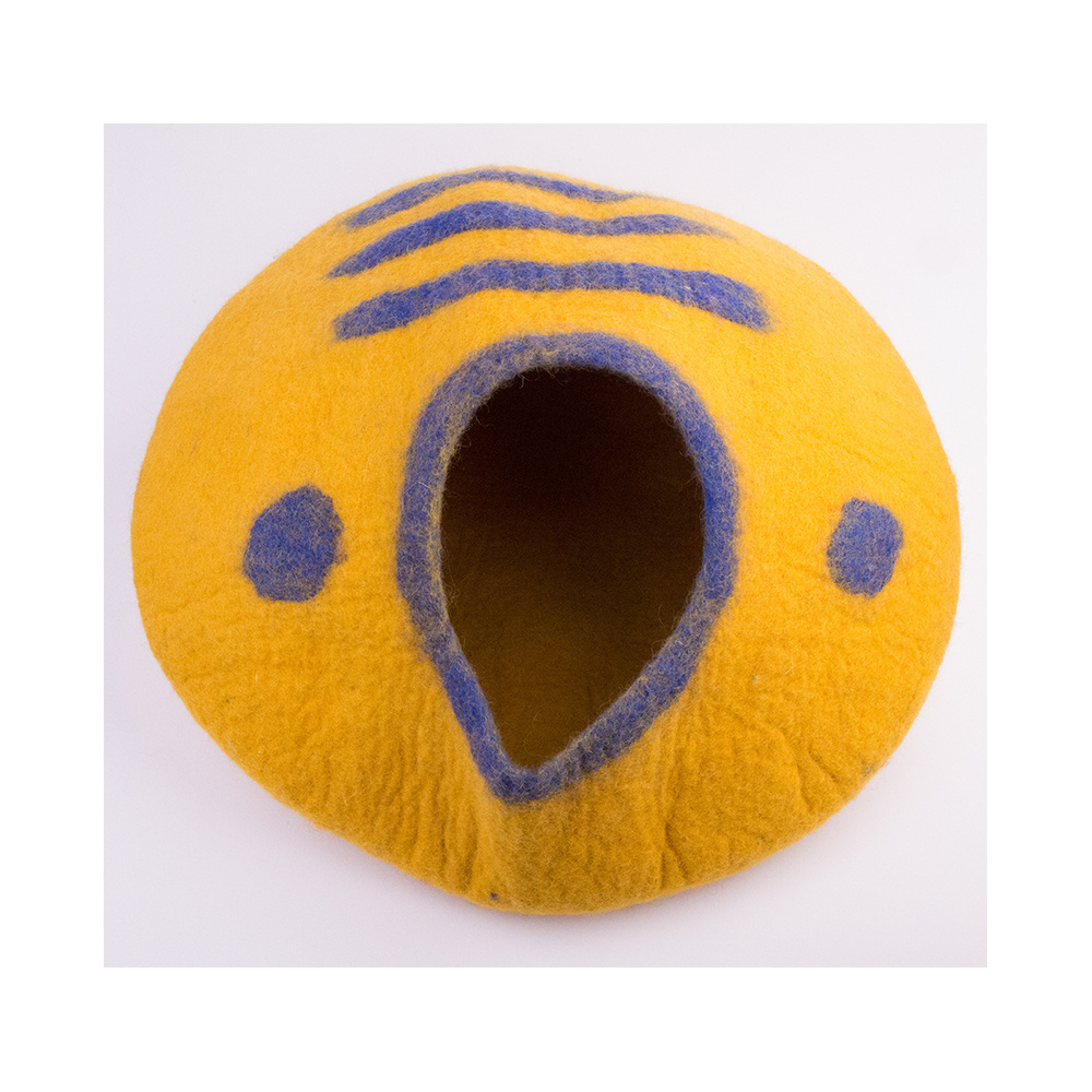 Eco-Friendly Felted Wool Pet Igloo for Ultimate Comfort: Let your cat snuggle up in this warm and sustainable cat cave.