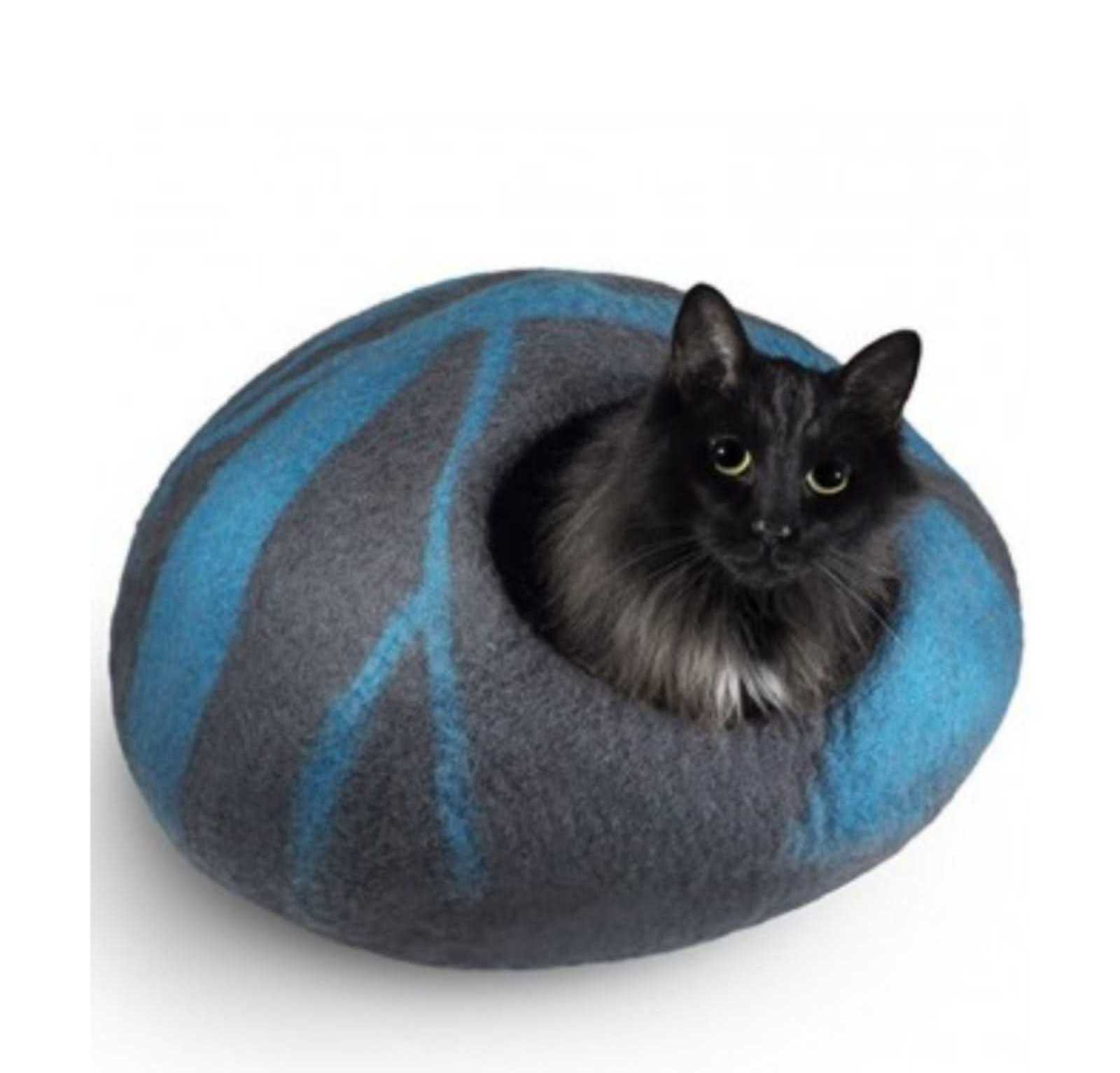 Cute Cat Cave Organic Wool Felted Made in Nepal House Indoor Pet Bed Handmade in Nepal By local artisans felt