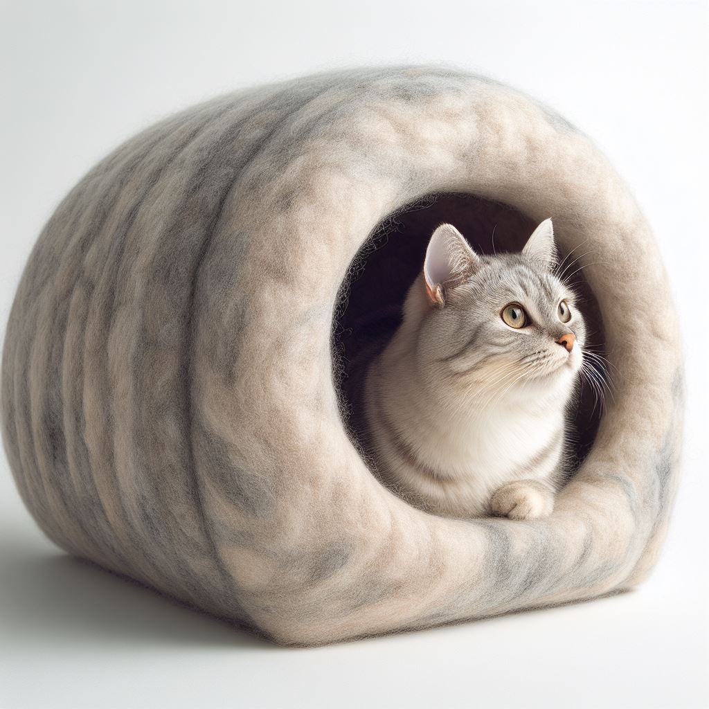 Woolen Felt Cat House - Handmade Premium Quality Cat Hideout in Unique Patterns