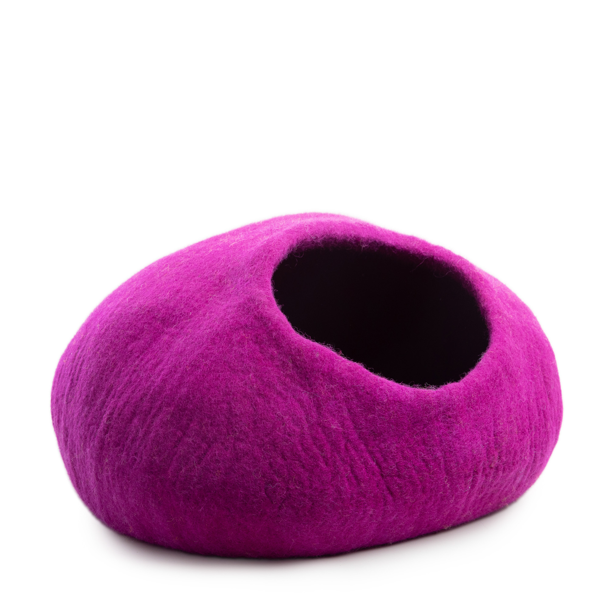 Purple Felted Cat Cave: Cozy Wool Cat Bed - Ideal Cat Lover Gift - Handmade in Nepal