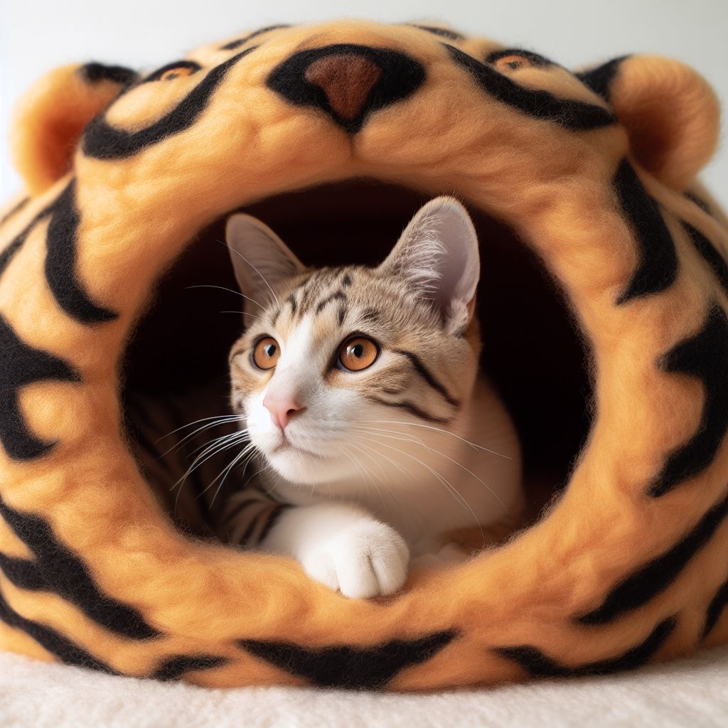 Handmade Woolen Felt Cat Cave - Premium Quality Cat Hideout in Various Patterns