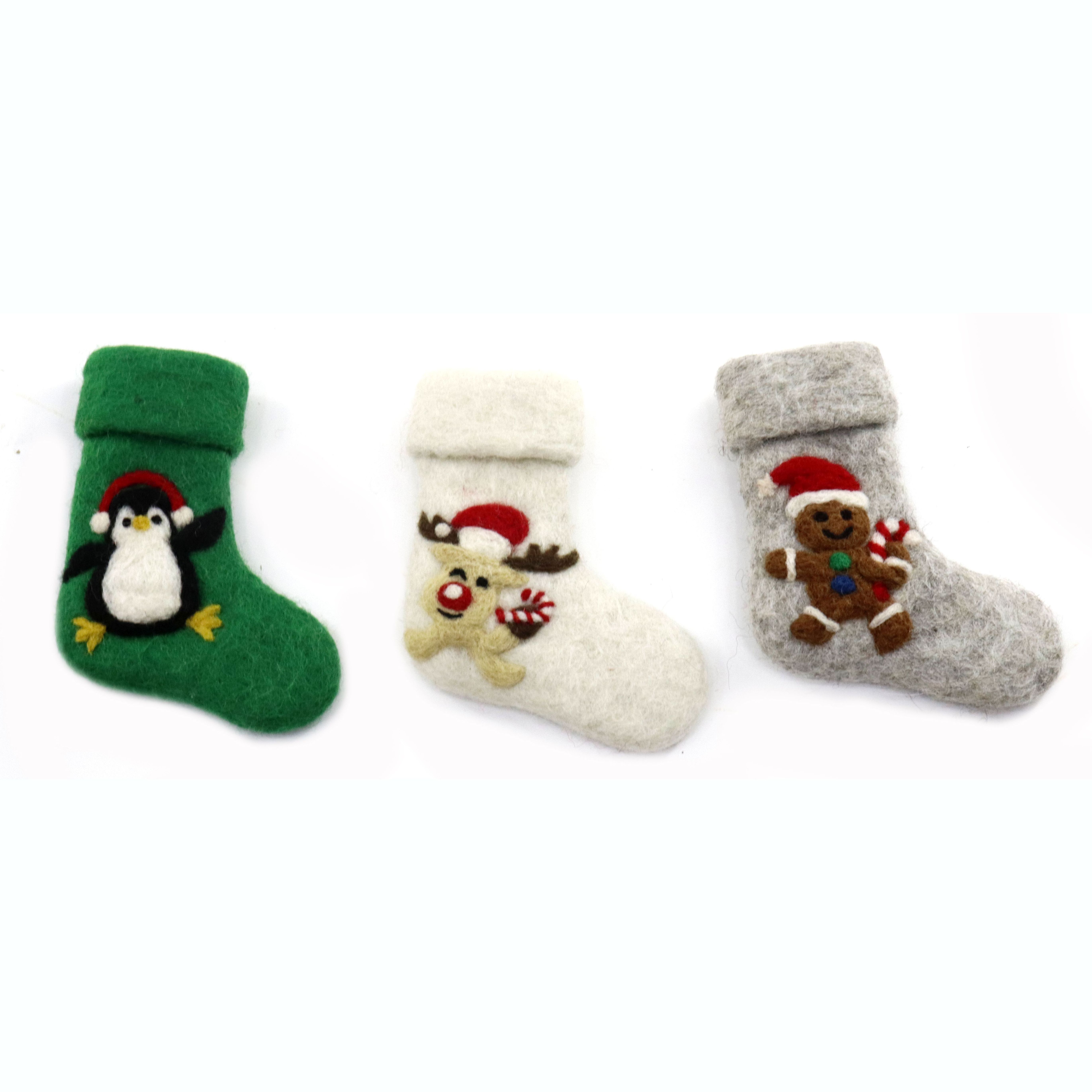 Best Selling Handmade Hot Wholesale Colorful eco-friendly Christmas Animal mini Stocking Fireplace Christmas Tree Hanging Decora