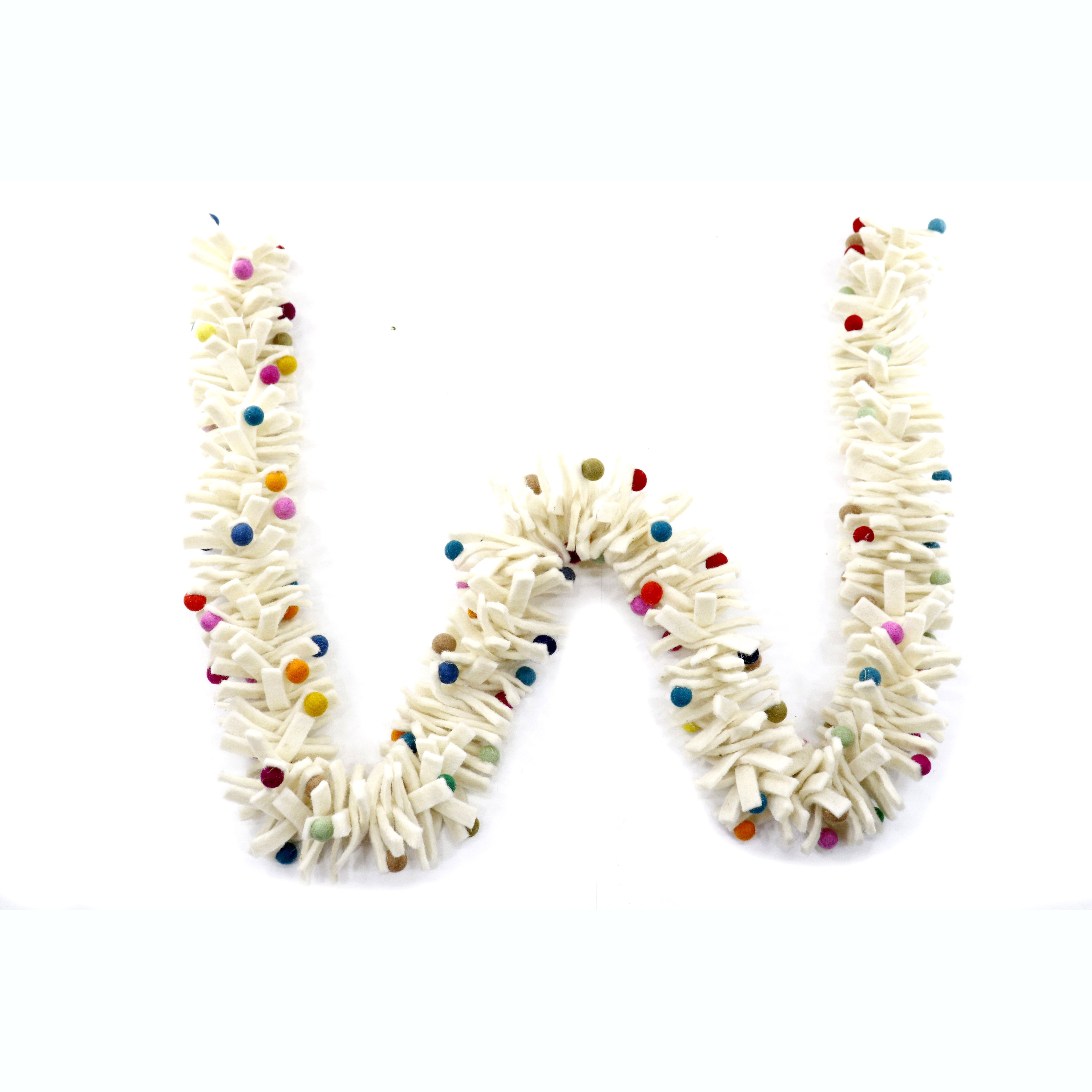 Handmade Eco-friendly Colorful Tinsel and ball Hot New Felt Christmas Tinsel and Ball felt Garland Festive decoration