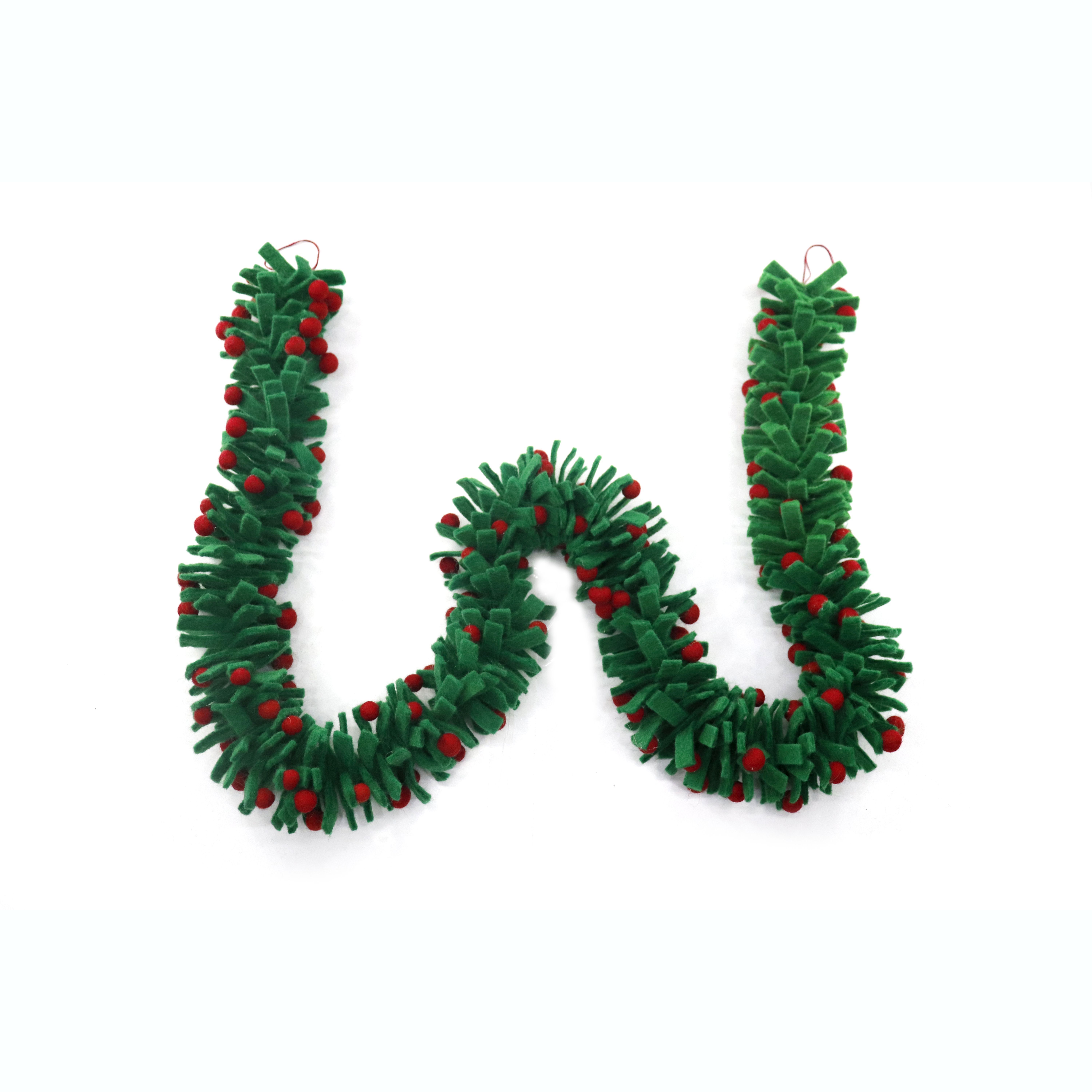 Handmade Eco-friendly Colorful Tinsel and ball Hot New Felt Christmas Tinsel and Ball felt Garland Festive decoration