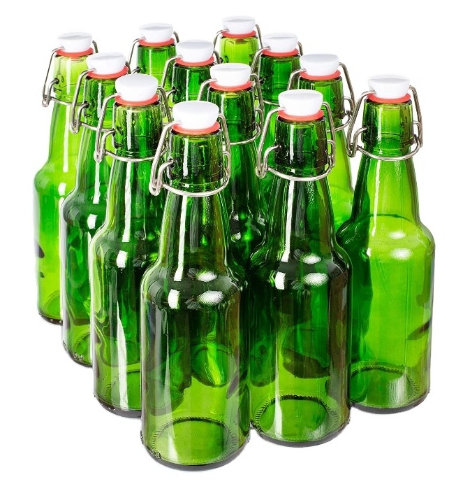 airtight swing top cap green glass beer bottle factory wholesale