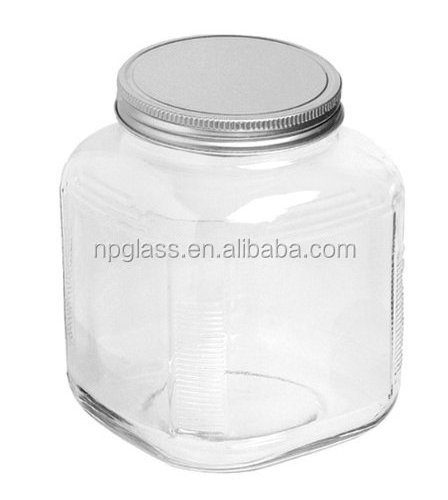 1 gallon cracker storage glass jar with aluminum lid